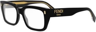 Fendi Vierkante Zwarte Optische Bril - unisex - Brillen - Zwart - 52 MM - Accessoires