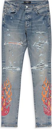 Amiri BANDANA FLAME CLAY INDIGO ORANGE SKINNY JEANS