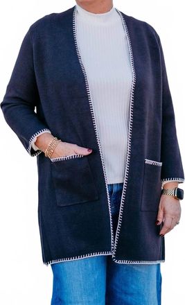 Multiples 3/4 Sleeve Drop Shoulder Long Knit Cardigan In Heather Grey