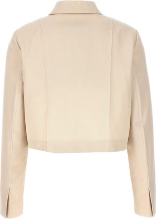 Fendi Womens Beige Wool Full-Length Jacket Clothing