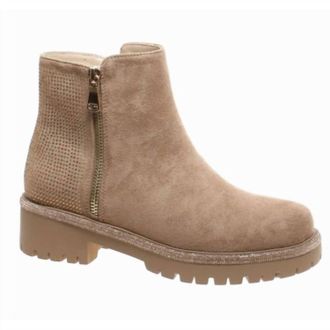 Pierre Dumas Womens Sparkle Step Rhinestone Ankle Boots In Taupe