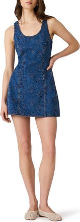Steve Madden Lily Rose Eyelet Sleeveless Denim Minidress in Blue Depths at Nordstrom, Size 10