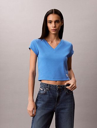 Calvin Klein Slim Ribbed Cotton V-neck T-shirt