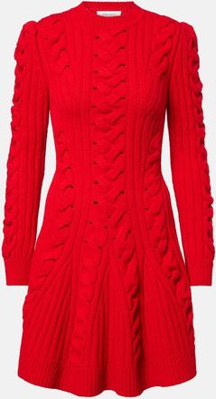 Alexander McQueen Abito corto in lana e cashmere a trecce