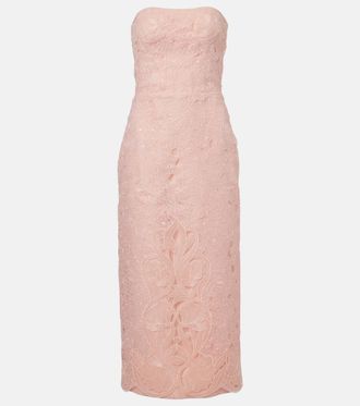 Costarellos Jillie embroidered organza bustier gown