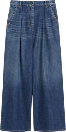 Max Mara Jeans, Dames, Blauw, XS, Denim, Wijde Pijp Denim Broek