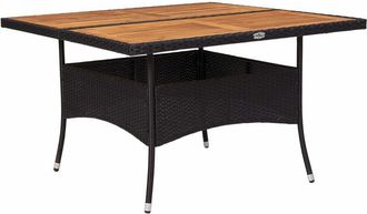 vidaXL Mesa de comedor de jardín ratán sintético madera acacia negra Vidaxl