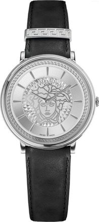 Versace V Circle Watch - Dames - Horloges - Grijs - ONE Size - Leer - Accessoires