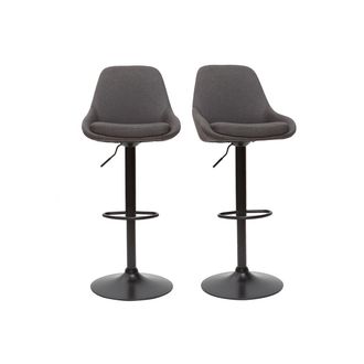 Miliboo Taburetes De Bar Modernos Regulables Gris Oscuro (lote De 2) Holo