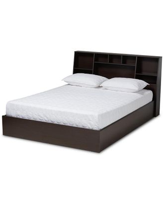 Baxton Studio Geoffrey Modern & Contemporary Wood Queen Platform Storage Bed W/Shelves