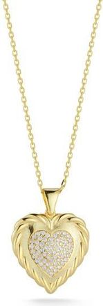 Sphera Milano Pav&eacute; Cubic Zirconia Heart Pendant Necklace in Gold at Nordstrom Rack