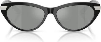 Ferrari 56mm Cat Eye Sunglasses in Shiny Black /Light Grey at Nordstrom