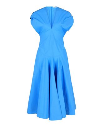 Ferragamo Womens Cotton Poplin Midi Dress In Light Blue