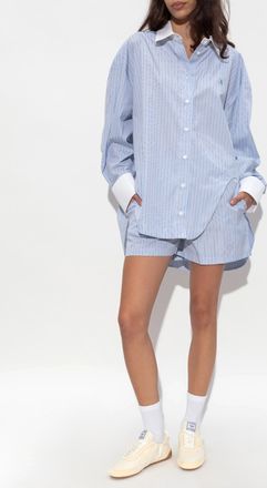 The Attico Striped Pattern Shorts, Womens, Light Blue