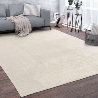 Paco Home Paco Home - Alfombra, Suave Alfombra De Pelo Corto Para Sal&oacute;n, Suave, Lavable, Beige 300x400 Cm