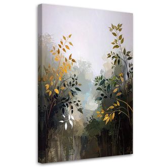 Feeby Cuadro Sobre Lienzo, Hojas Abstractas Plantas Naturaleza, 80x120