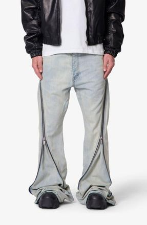 mnml Zipper Extra Flare Leg Jeans in Light Vintage at Nordstrom, Size 30