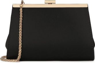 Kazar Zwarte clutch tas met metalen frame - Dames - Clutches - Zwart - ONE Size - Tassen