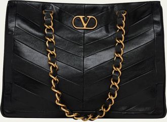 Valentino Garavani Chevron Patchwork Nappa Leather Tote Bag