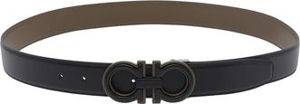 Ferragamo Black And Brown Gancini Belt