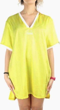 Ellesse Womens ELLESSE ALICIA SGB068 Womens Long T-Shirt Deep V Neck Sports Tops Summer Dress - Yellow - Size: UK14/US10/EU42