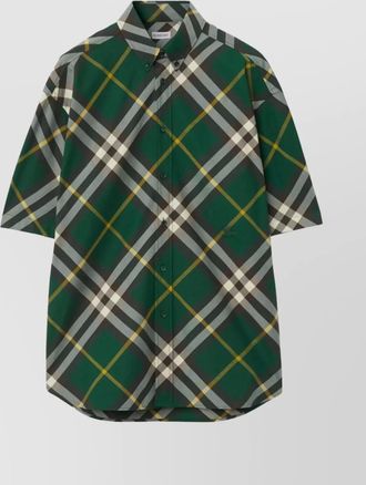 Burberry cotton oversized short-sleeve check shirt