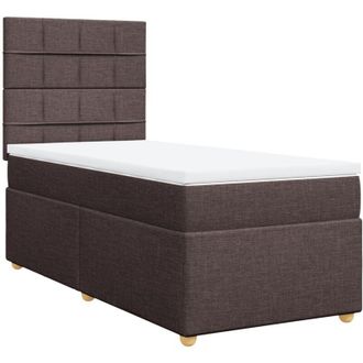 vidaXL Vidaxl - Cama Box Spring Con Colch&oacute;n Tela Marr&oacute;n Oscuro 100x200 Cm