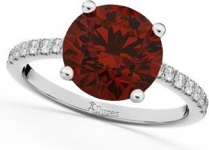 Allurez Garnet & Diamond Engagement Ring 18K White Gold 2.71ct