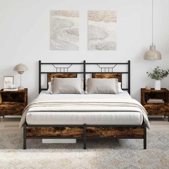 Berkfield Home Bed Frame without Mattress Smoked Oak 140x190 cm Engineered Wood in Brown