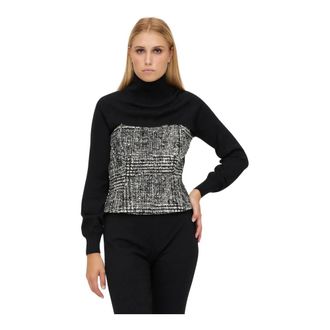 Erika Cavallini Semi Couture Chic Korset Check - Dames - Coltruien - Zwart - S - Katoen - Truien & Vesten