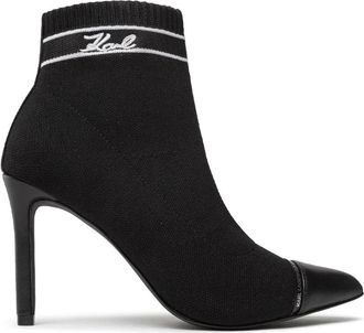 Karl Lagerfeld Pandara Mid Knit Signia Boot - Dames - Laarzen met Hak - Zwart - 40 EU - Leer - Schoenen