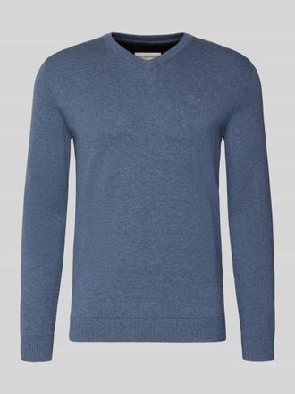 Tom Tailor Regular Fit Strickpullover aus reiner Baumwolle mit V-Ausschnitt in Rauchblau, Gr&ouml;&szlig;e XXXL