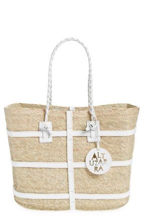 Altuzarra Large Watermill East/West Straw Tote in Natural/white at Nordstrom