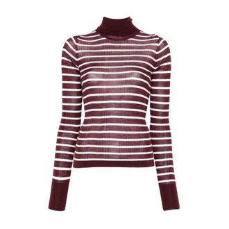 Alysi Gestreept Top met Hoge Hals - Dames - Coltruien - Veelkleurig - S - Wol - Truien & Vesten