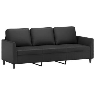 vidaXL Sof&aacute; De 3 Plazas De Cuero Sint&eacute;tico Negro 180 Cm Vidaxl