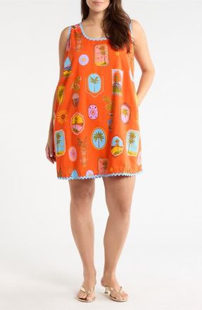 Sugarlips Maury Postcard Auriel Shift Minidress in Red Pink Multi at Nordstrom, Size 3X