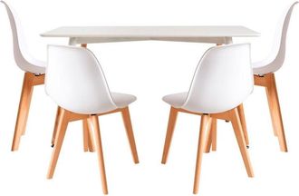 Regalos Miguel Regalos Miguel - Conjuntos De Mesa Y Sillas - Conjunto Mesa Tower Rectangular 120 X 80 Cm Blanca Y Pack 4 Sillas Kelen - Blanco