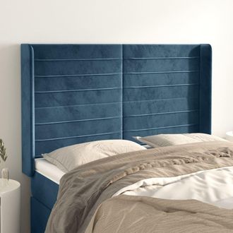 vidaXL Vidaxl - Cabecero Con Orejas De Terciopelo Azul Oscuro 147x16x118/128 Cm