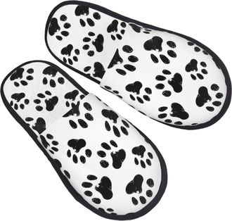Generic Plush Mens Slipper Paw Print House Slipper Breathable Womens Slippers for Travel Hotels Bedroom L