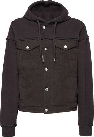 Dsquared2 layered-hood denim jacket - men - Cotton/Elastane - L - Black