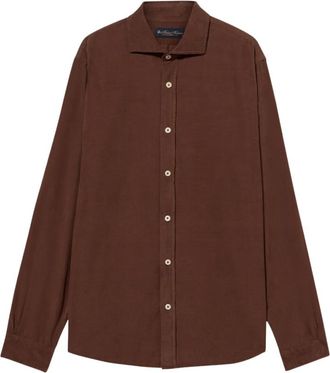 Brooks Brothers Slim Fit Katoenen Corduroy Overhemd met Spreidkraag - Heren - Casual Overhemden - Bruin - M - Katoen - Overhemden