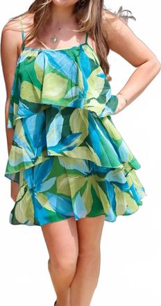 Lost + Wander Neroli Wave Mini Dress In Green/multi