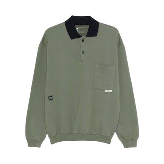 GR10K 30001 Replicated Polo Sweatshirt Seasonal - male - GR10K - Polo Shirts - Green - M - Tops
