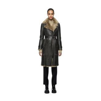 VSP Vsp, Jassen, Dames, Beige, M, Leer, Lyza Toscana Shearling Jas