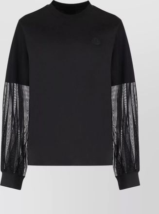 Moncler tulle sleeve top round neckline