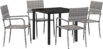 vidaXL Garden Dining Set 5 pcs Grey Poly rattan Vidaxl