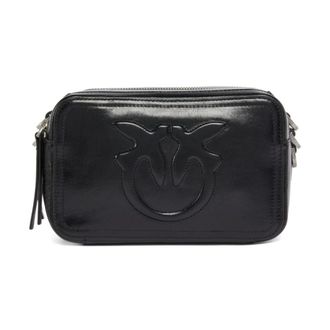 Pinko Zwarte leren schoudertas - Dames - Schoudertassen - Zwart - ONE Size - Leer - Tassen