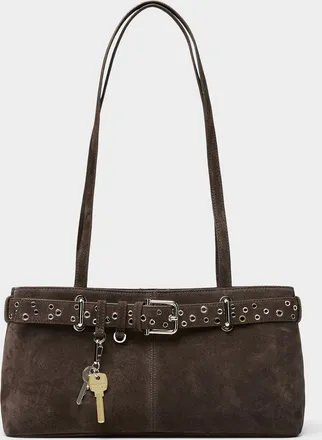 Osoi Womens Brocle brown suede shoulder bag