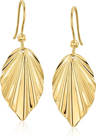 Ross-Simons Italian 10kt Yellow Gold Leaf Drop Earrings
