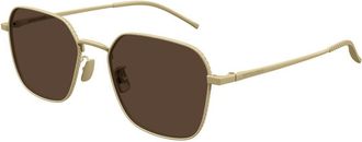 Bottega Veneta BV1422SA Asian Fit 001 Mens Sunglasses Gold Size 55